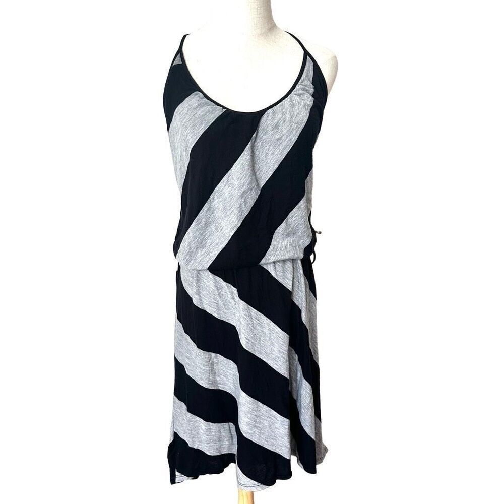 Splendid grey and black spaghetti strap blouson dress